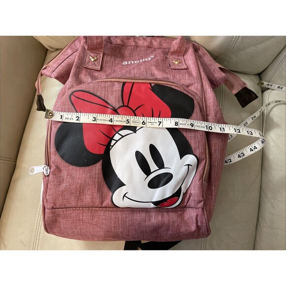 Anello Minnie Mouse Backpack Bag Top Handle Nylon Lightweight Pink - Picture 8 of 12